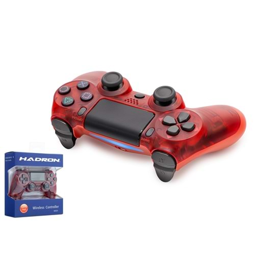 HADRON HD323E Bluetooth GamePad Oyun Kolu PS4 Uyumlu DoubleShock 4 Şeffaf Kırmızı