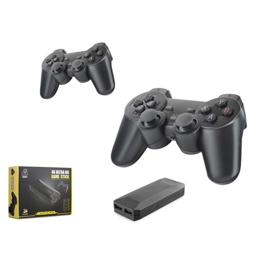 HADRON HD329 Retro Oyun Stick HDMI Çift GamePad Seti 4K 2.4G Kablosuz Siyah