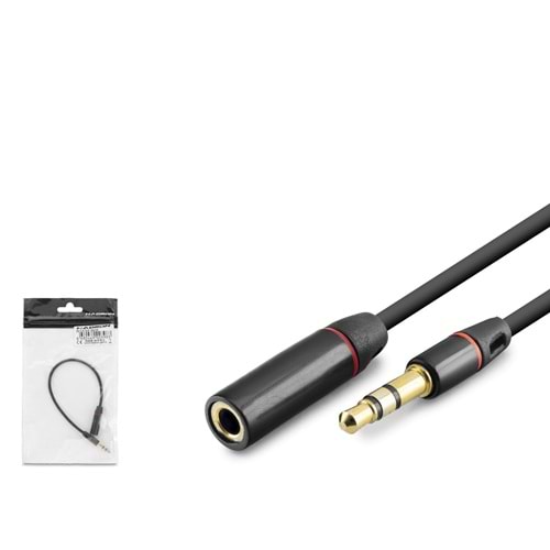 HADRON HD4122 3.5 mm TRS AUX Uzatma Kablosu 20 cm Siyah