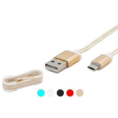 HADRON HD4338 Micro USB Şarj ve Data Kablosu PS4 Gamepad Uyumlu 1.5 m Hasır Örgülü Renkli
