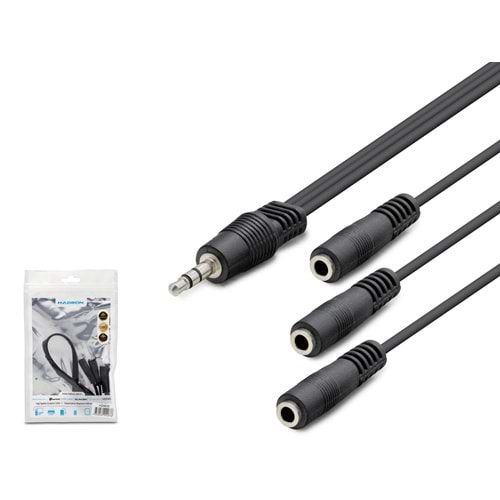 HADRON HDX1023 3.5 mm TRS Kulaklık Çoklayıcı Splitter Kablosu 30 cm Siyah