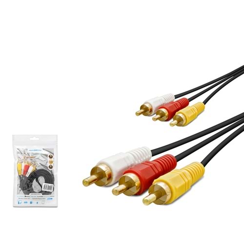 HADRON HDX1038 3 RCA Görüntü ve Ses Kablosu 1.5 m Siyah
