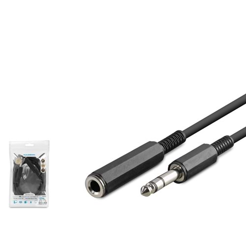 HADRON HDX1050 6.35 mm Stereo Jack Uzatma Kablosu 1.5 m Siyah