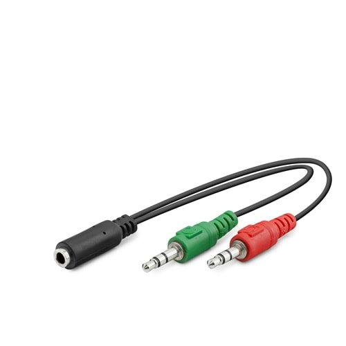 HADRON HDX1053 3.5 mm Kulaklık Mikrofon Ayırıcı Kablo 20 cm Siyah