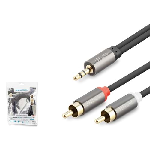 HADRON HDX1068 3.5 mm to 2 RCA Ses Kablosu 3 m Siyah