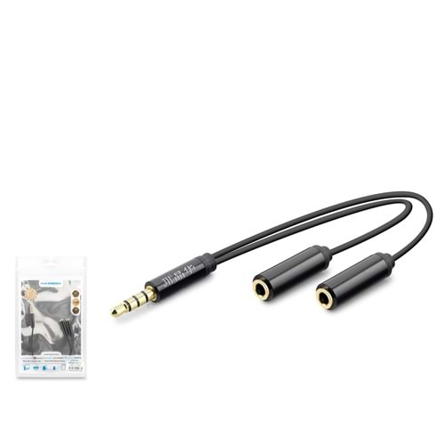 HADRON HDX1071 3.5 mm Kulaklık Mikrofon Ayırıcı Kablo 23 cm Siyah