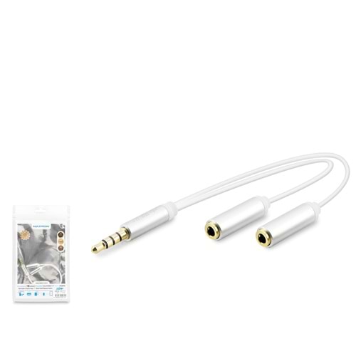 HADRON HDX1072 3.5 mm Kulaklık Mikrofon Ayırıcı Kablo 23 cm Beyaz