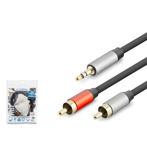 HADRON HDX1073 3.5 mm to 2 RCA Ses Kablosu 1.5 m Siyah