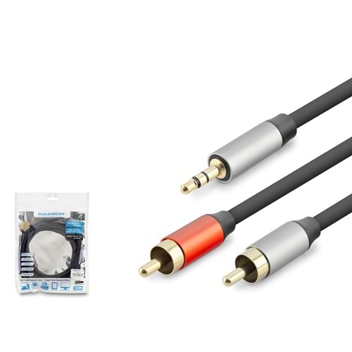 HADRON HDX1074 3.5 mm to 2 RCA Ses Kablosu 3 m Siyah