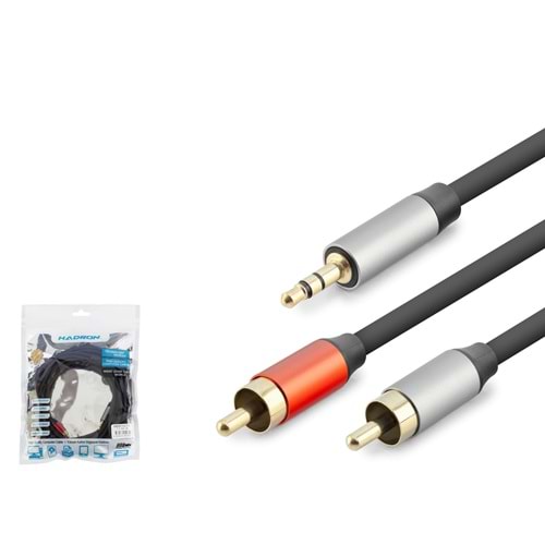 HADRON HDX1075 3.5 mm to 2 RCA Ses Kablosu 5 m Siyah