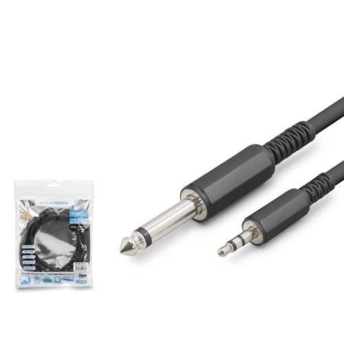 HADRON HDX1077 3.5 mm to 6.35 mm Stereo Jack Kablosu 3 m Siyah