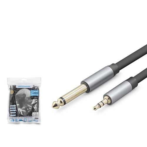 HADRON HDX1081 3.5 mm to 6.35 mm Stereo Jack Kablosu 5 m Siyah