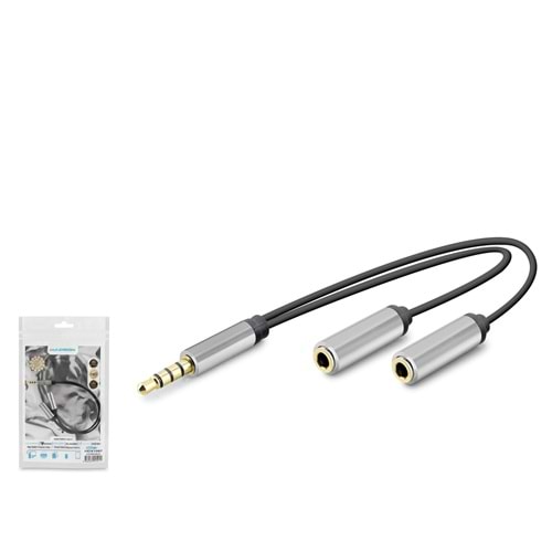 HADRON HDX1087 3.5 mm Kulaklık Mikrofon Ayırıcı Kablo 23 cm Siyah