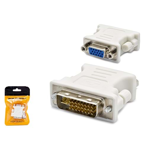 HADRON HDX1261 DVI-I 24+5 to VGA Görüntü Dönüştürücü 1080p Beyaz