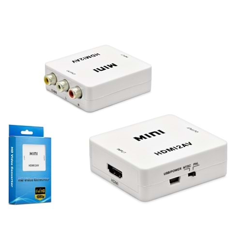 HADRON HDX1281 HDMI to AV Görüntü Dönüştürücü 1080p Beyaz