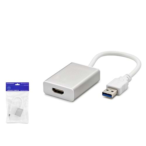 HADRON HDX1287 USB 3.0 to HDMI Görüntü Dönüştürücü 1080p 50/60 Hz Beyaz