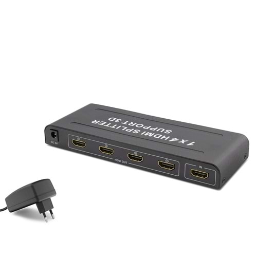 HADRON HDX1294 HDMI Splitter 4K 3D 1 Giriş 4 Çıkış Siyah