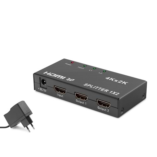 HADRON HDX1295 HDMI Splitter 4K 3D 1 Giriş 2 Çıkış Siyah