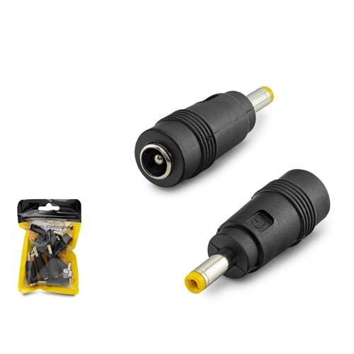HADRON HDX1316 DC Jack Dönüştürücü 5.5x2.5 mm Soket 4.0x1.7 mm Fiş 10 Adetli Paket Siyah