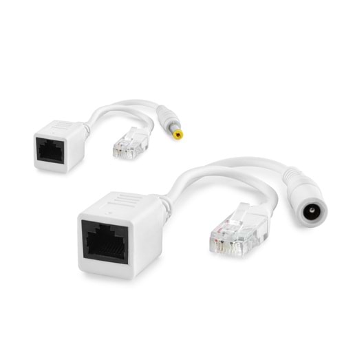 HADRON HDX1324 IP Kamera PoE Splitter RJ45 DC Güç Adaptör Seti Beyaz