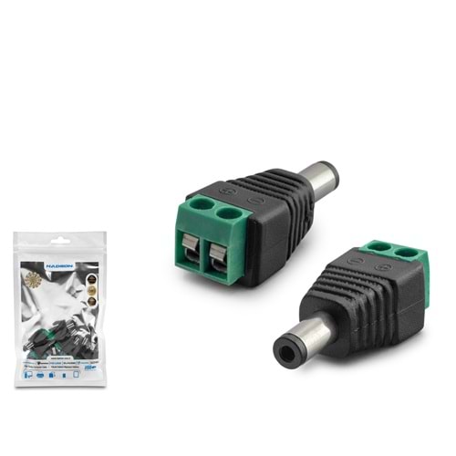 HADRON HDX1337 DC Jack Dönüştürücü 5.5x2.1 mm Klemensli 10 Adetli Paket Siyah
