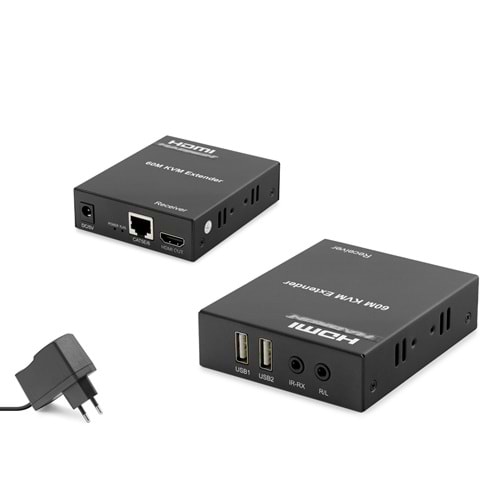 HADRON HDX1345 HDMI KVM Extender IR Ses 1080p 60 Hz 60 m Siyah