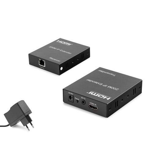 HADRON HDX1349 HDMI IP Extender IR 1080p 60 Hz 200 m Siyah