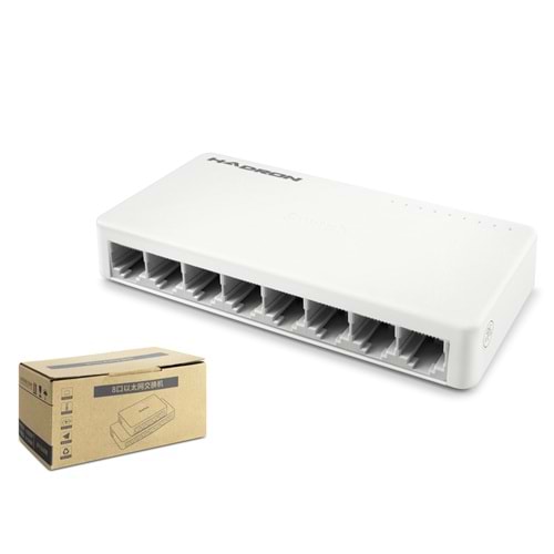 HADRON HDX1365 Gigabit Ethernet Switch 8 Port Beyaz