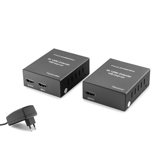 HADRON HDX1368 HDMI Extender Loop Out 4K 30 Hz 120 m Siyah