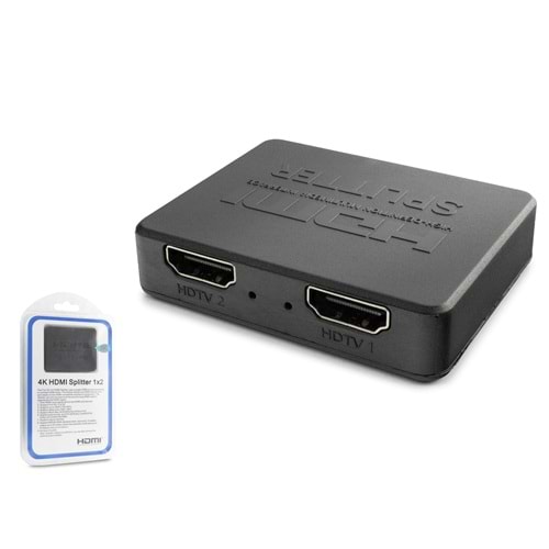 HADRON HDX1371 HDMI Splitter 4K USB Güç Kablolu 1 Giriş 2 Çıkış Siyah