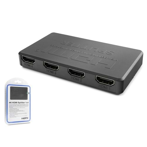 HADRON HDX1372 HDMI Splitter 4K USB Güç Kablolu 1 Giriş 4 Çıkış Siyah