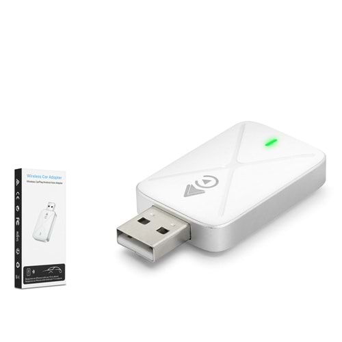 HADRON HDX1396 Kablosuz CarPlay Android Auto Adaptörü Bluetooth 5.0 5 GHz WiFi USB Beyaz