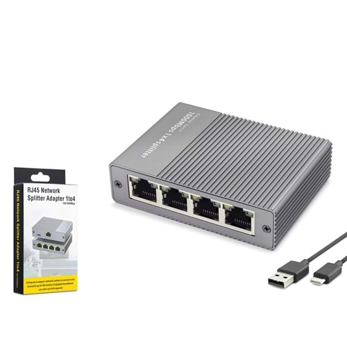 HADRON HDX1414 Gigabit Ethernet Switch 5 Port Type C Güç Girişli Gri