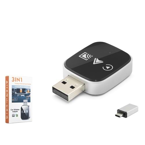 HADRON HDX1419 Kablosuz CarPlay Android Auto AirPlay Adaptörü USB Type-C Siyah