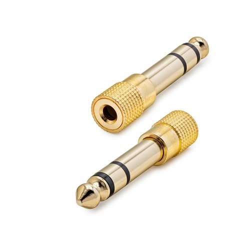 HADRON HDX1420 6.35 mm to 3.5 mm Stereo Jack Adaptör Gold