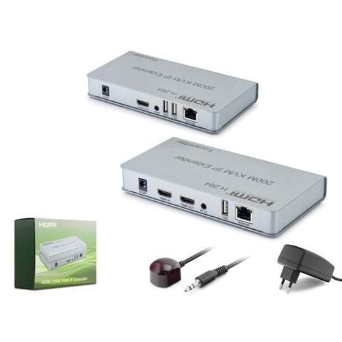 HADRON HDX1424 HDMI KVM IP Extender H.264 Loop Out IR 1080p 60 Hz 200 m Gri