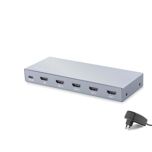 HADRON HDX1429 HDMI Splitter EDID 4K 60 Hz 1 Giriş 4 Çıkış Gri