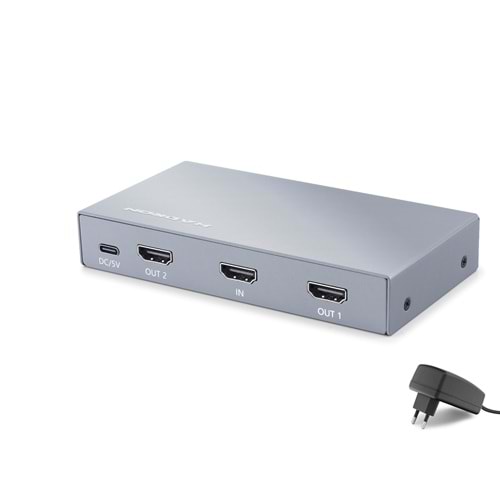 HADRON HDX1431 HDMI Splitter EDID 8K 60 Hz 1 Giriş 2 Çıkış Gri