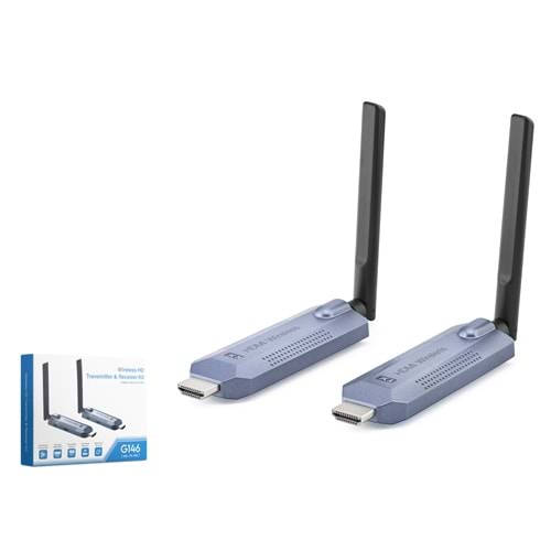 HADRON HDX1445 Kablosuz HDMI Görüntü Aktarım Seti 1080p 60 Hz 150 m Gri