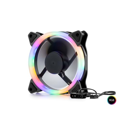 HADRON HDX1522 Kasa Fanı Dış Halka RGB 120 mm Siyah