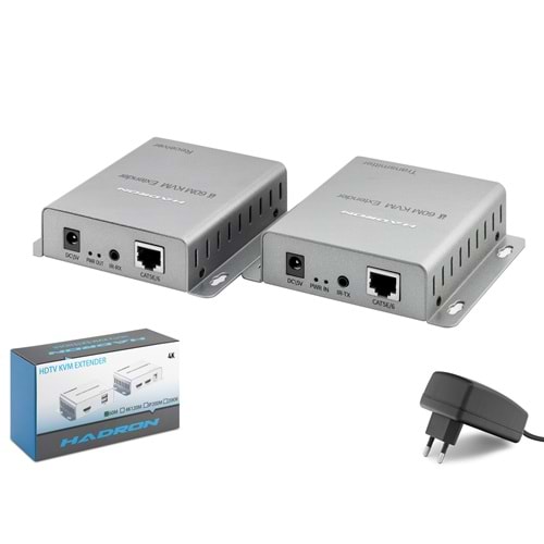 HADRON HDX1600 HDMI KVM Extender Loop Out IR 4K 30 Hz 60 m Gri