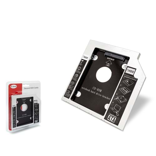HADRON HDX1755 HDD SSD Caddy Kızak SATA 9.5 mm Gümüş