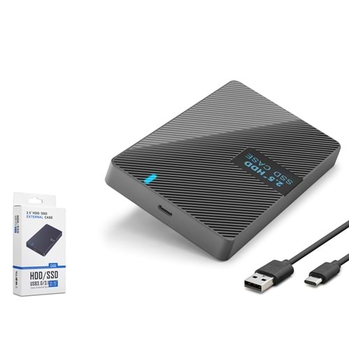 HADRON HDX1793 2.5 İnç SATA HDD SSD Harici Disk Kutusu USB 3.0 Type-C Siyah