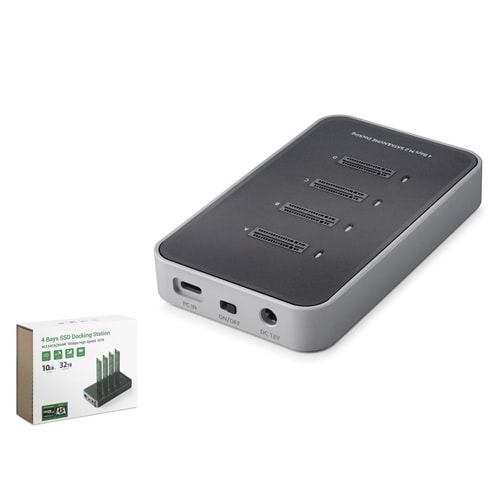 HADRON HDX1798 Quad M.2 SSD Docking Station NVMe SATA 4 Yuvalı Gri Siyah