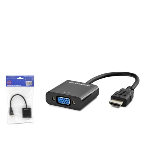 HADRON HDX2020 HDMI to VGA Görüntü Dönüştürücü 1080p Siyah