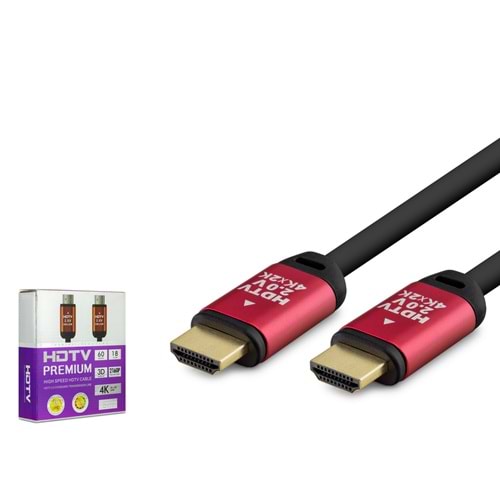 HADRON HDX2034 HDMI 2.0 Kablo 4K 60 Hz OD 8.0 mm 5 m Siyah Kırmızı