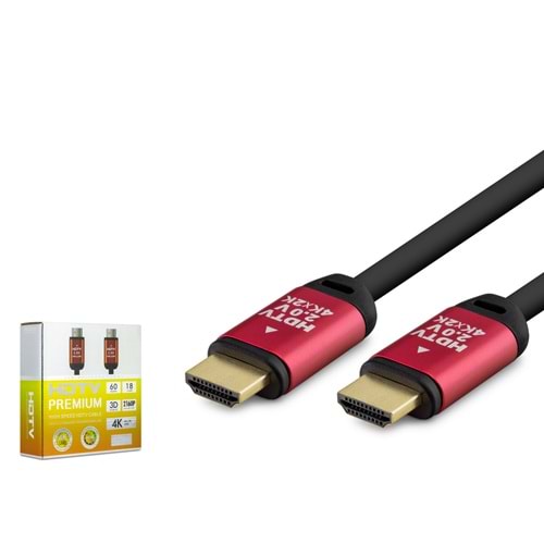 HADRON HDX2035 HDMI 2.0 Kablo 4K 60 Hz OD 8.0 mm 10 m Siyah Kırmızı
