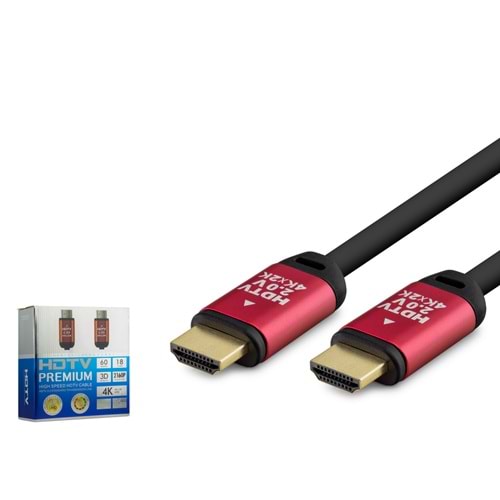 HADRON HDX2039 HDMI 2.0 Kablo 4K 60 Hz OD 8.0 mm 15 m Siyah Kırmızı
