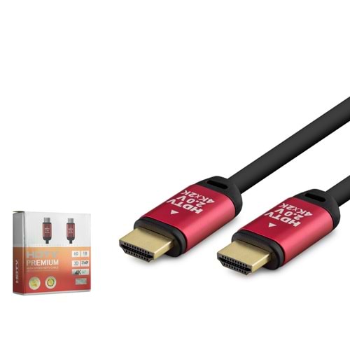 HADRON HDX2041 HDMI 2.0 Kablo 4K 60 Hz OD 8.0 mm 30 m Siyah Kırmızı