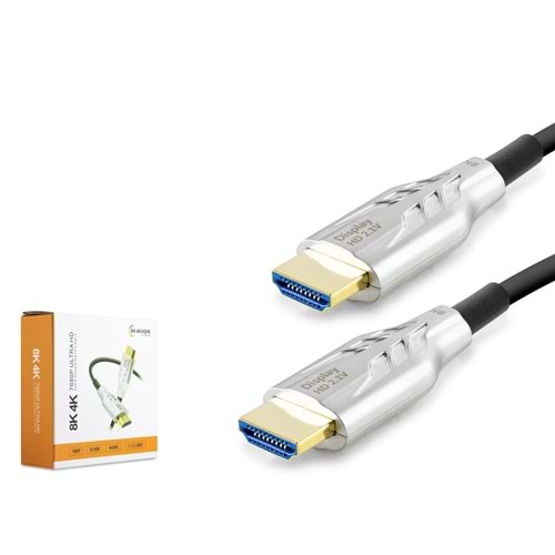 HADRON HDX2047 Fiber Optik HDMI 2.1 Kablo 8K 60 Hz OD 8.0 mm 10 m Siyah Gri